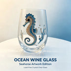 High definition sticker marine life red wine glass, lead-free transparent glass, beer cocktail home decoration water cup