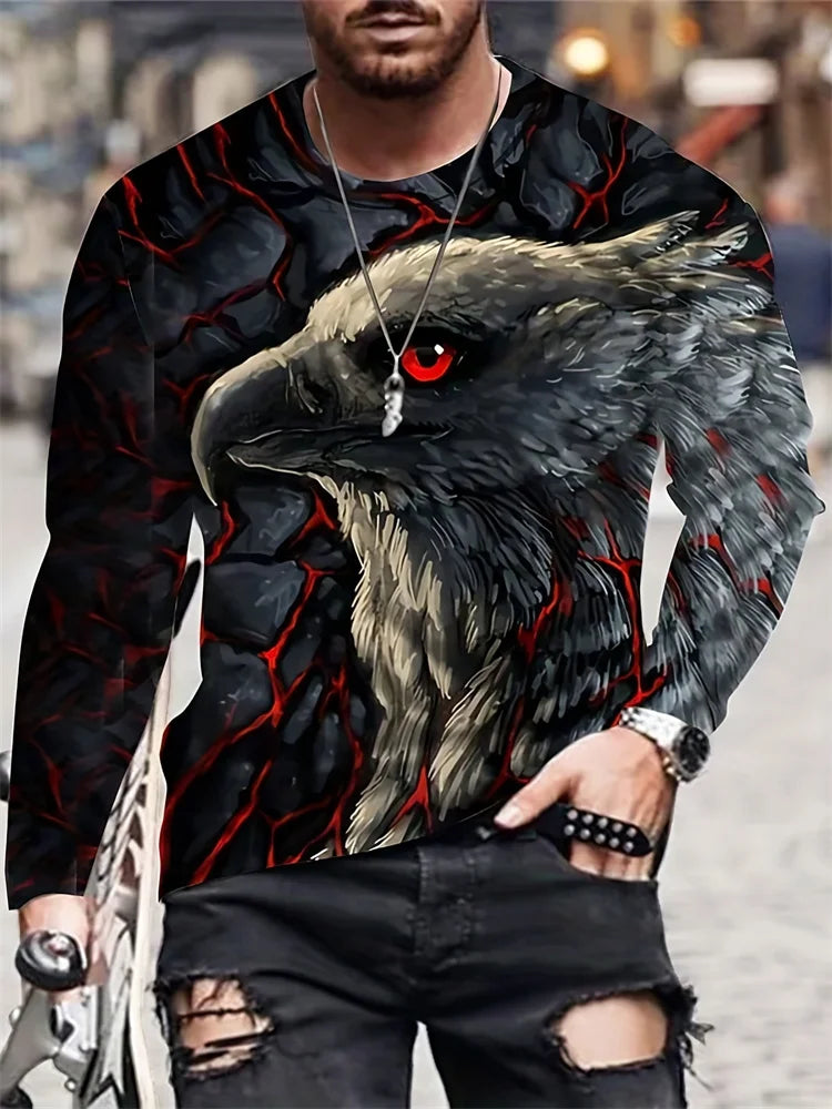 PENDRA Eagle Long Sleeve Print T-Shirt