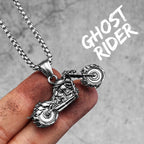Motorcycle Rider Biker Long Men Necklace Pendant Chain Punk for Boyfriend Male Stainless Steel Jewelry Creativity Gift Wholesale