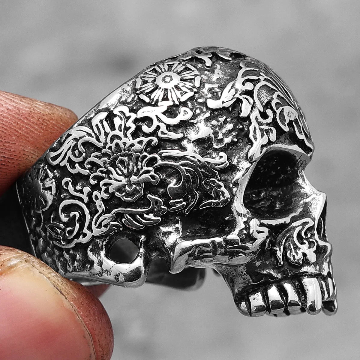 PENDRA Skull Boyfriend Biker Steel Ring