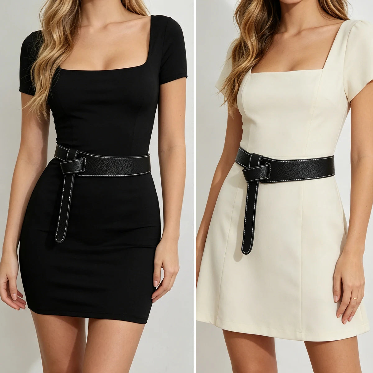 Women's version of the new Korean student dress coat with waist-cinching decorative Elegant leather belt Fashion Corset Belt