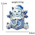 PENDRA Christmas Kitty Rhinestone Brooch