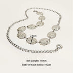 PENDRA Orlaina Leather Silver Retro Waist Chain Belt