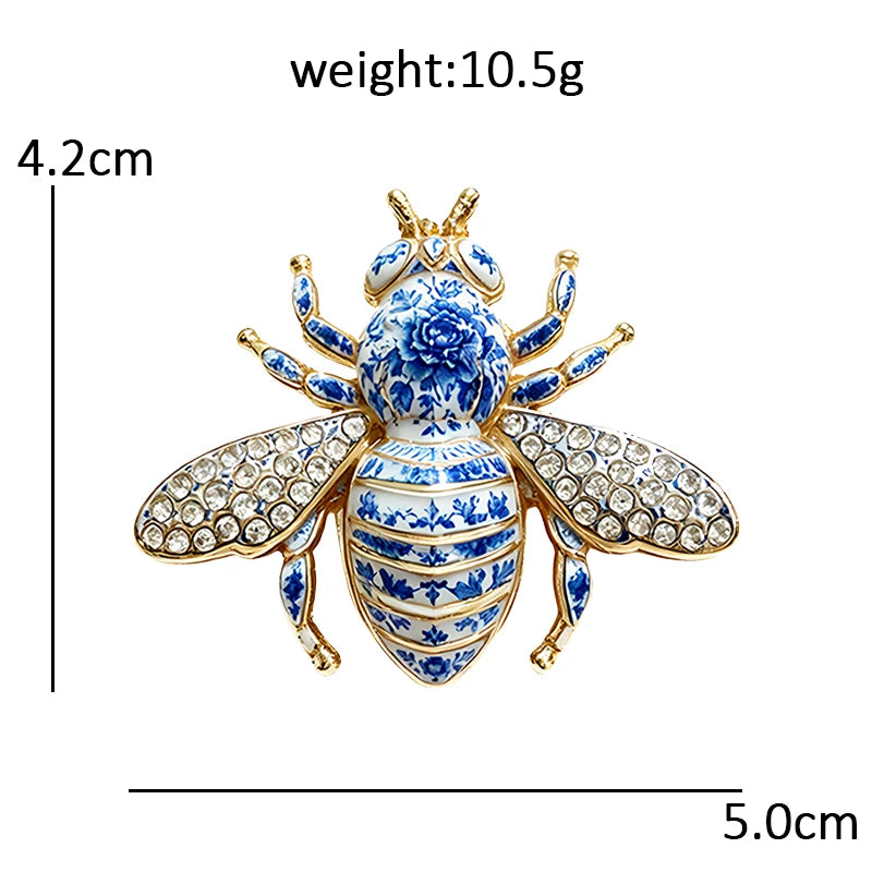 PENDRA Blue-and-white Insects Brooch