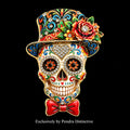 PENDRA Nocturne 2-Color Rhinestone Skull Rose Brooch