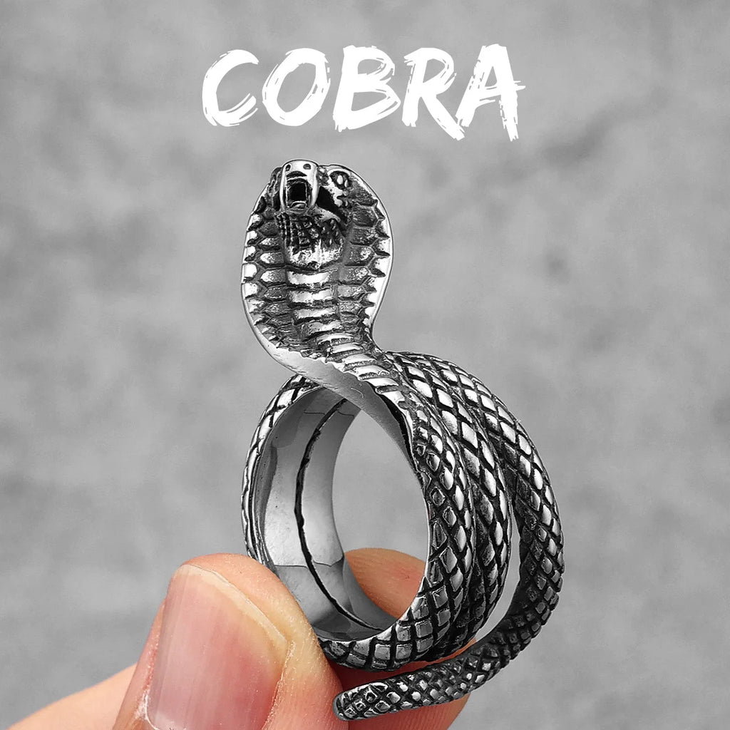 Animal Snake Cobra Series Stainless Steel Men Rings Punk Trendy for Women Fashion Jewelry Halloween Creativity Gift Wholesale