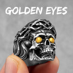 Religion Jesus Skull Stainless Steel Womens Mens Rings Punk Vintage Amulet for Boyfriend Biker Jewelry Creativity Gift Wholesale