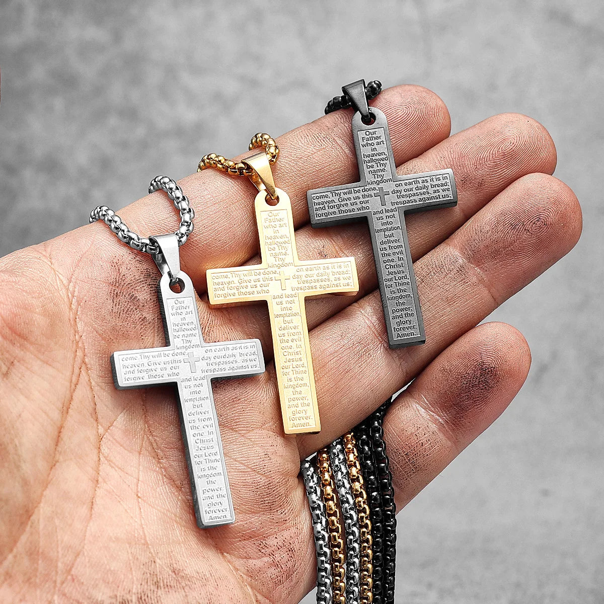 PENDRA Religon Cross Bible Steel Necklace