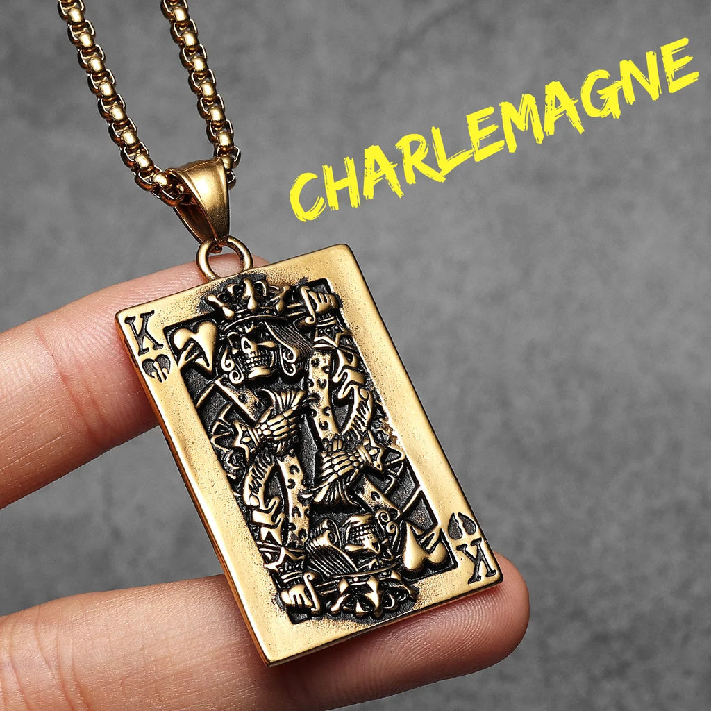PENDRA Spade King Skull Steel Necklace