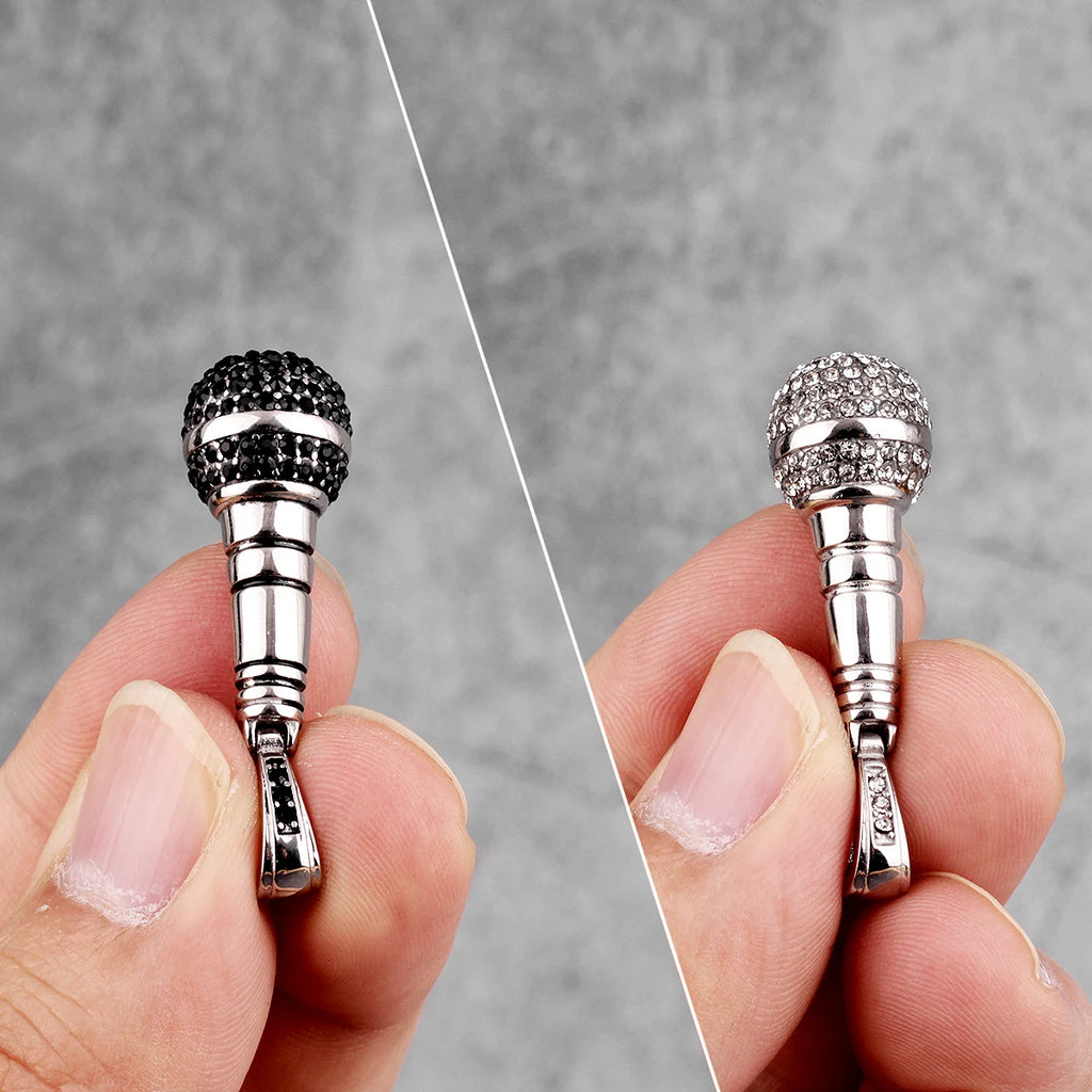 PENDRA Host Singer Microphone Steel Necklace