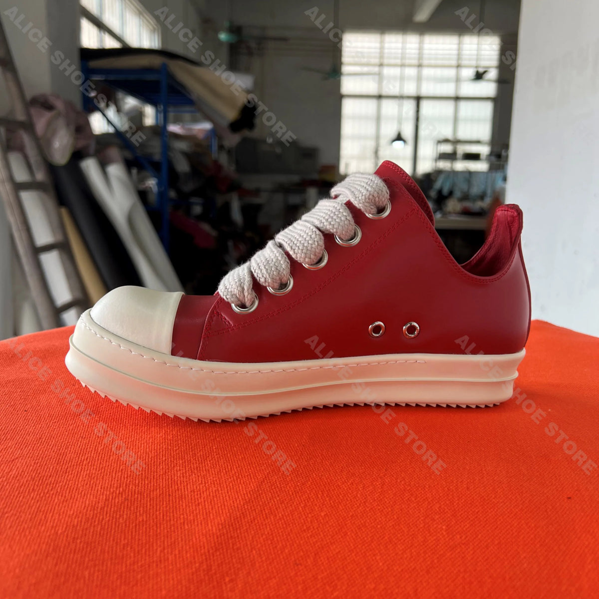 Jumbo Lace Up Men Shoe Low Top Leather Women Sneakers Retro Red Luxury Footwear Street Sport Platform Quality Punk Trainer