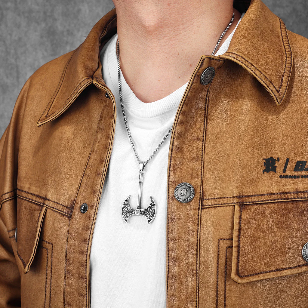 PENDRA Edged Axe Carving Steel Necklace