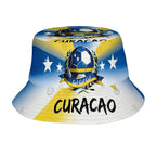 1pc Football Fan Curacao National Flag Soccer Art Style Sports Unisex Printed Fisherman Hat, Stylish Hat with Fun Personalty, Ou