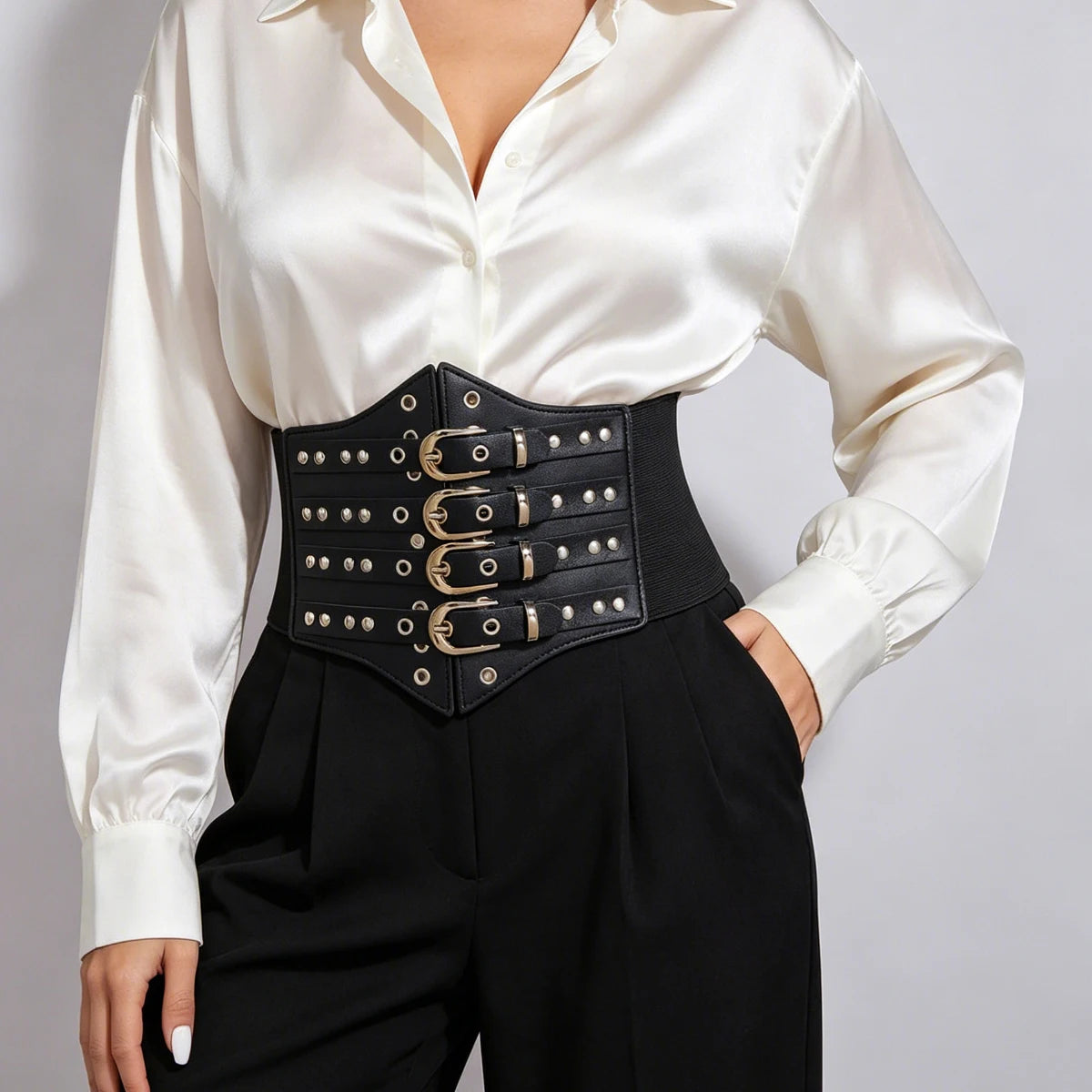 PENDRA Koraessa Leather Black Punk Corset Belt