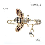 PENDRA Rhinestone Bee and Honeycomb Brooch