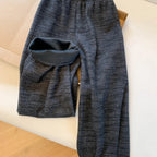 Lazy style wide leg pants women in winter elastic waistband slimming loose and hanging straight leg floor length pants