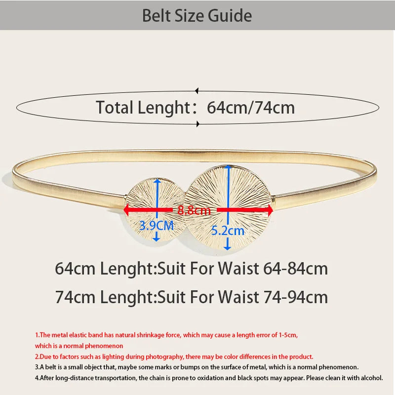 New Summer Metal Elastic Belt Women's Fine Gold Silver Waist Chain with Dress Skirt Decoration Spring Chain Belt Versatile