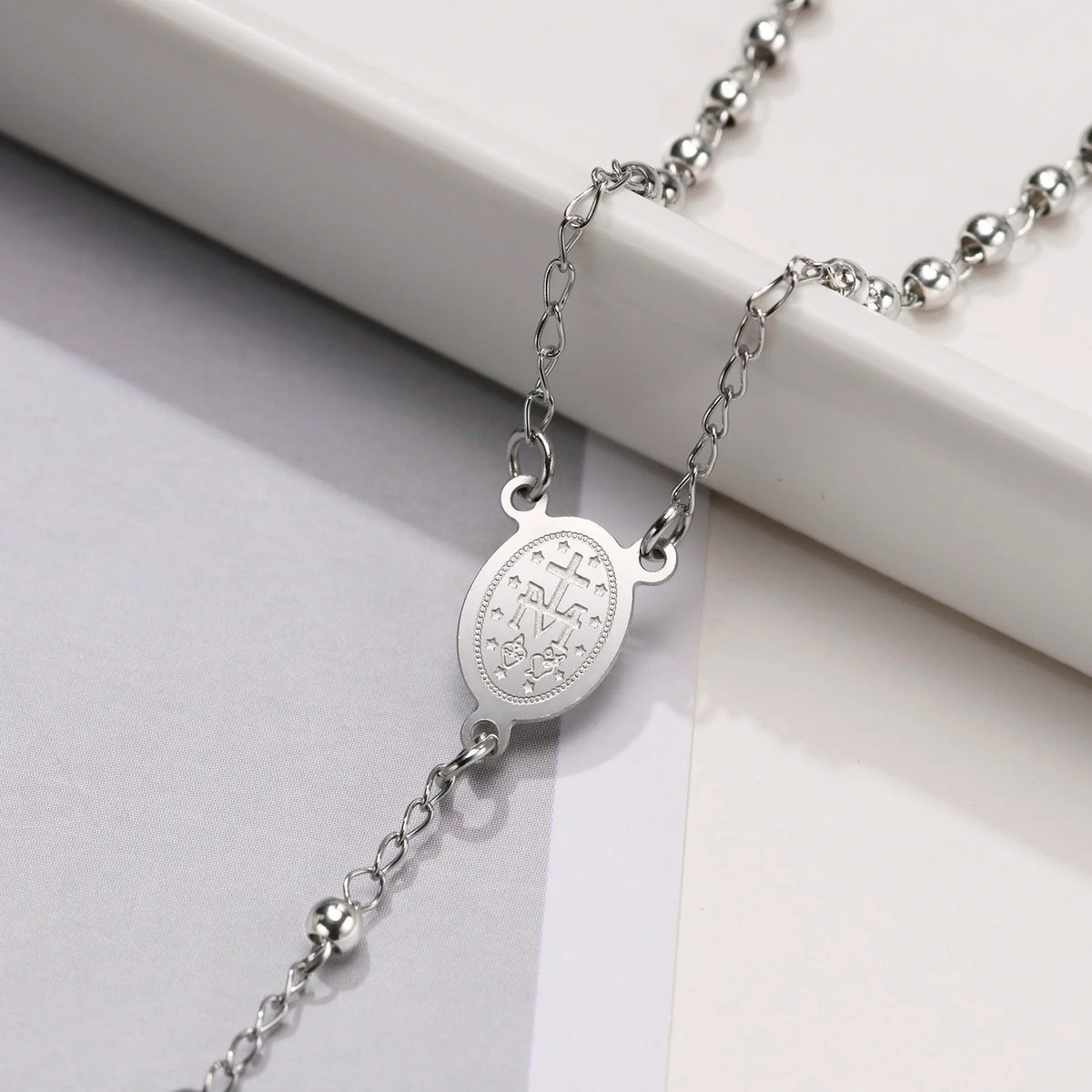 PENDRA Cross Mary Rosary Necklace