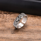 Punk Cross Metal Ring for Men Boys, 6.8mm Width European and American Style Opening Ring,Anniversary Engagement Jewelry Gift