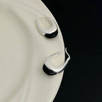 PENDRA Black Agate Geometry Sterling Earrings