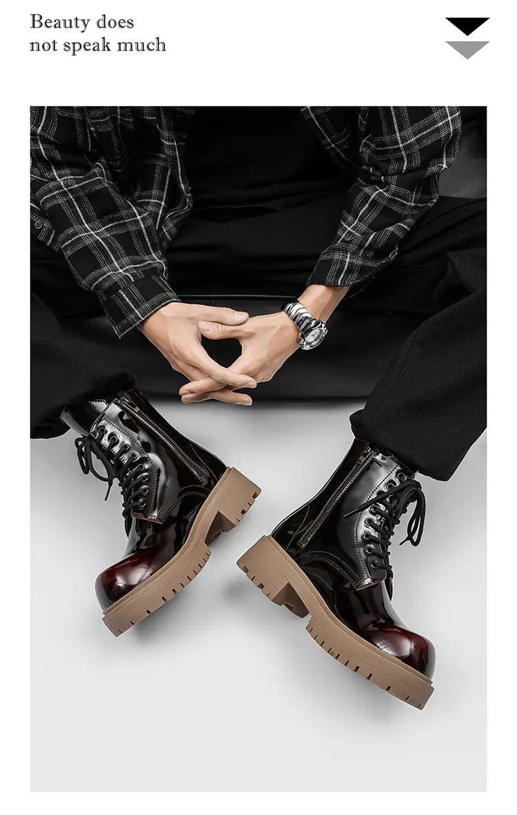 PENDRA Leather Thick Soled Boots