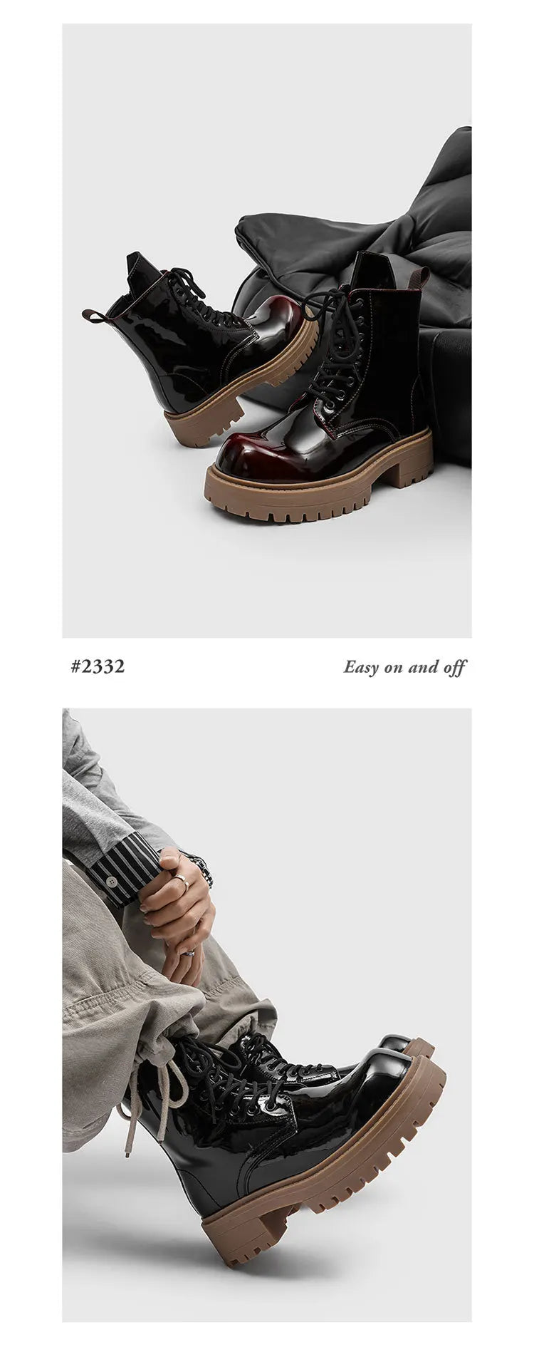 PENDRA Leather Thick Soled Boots