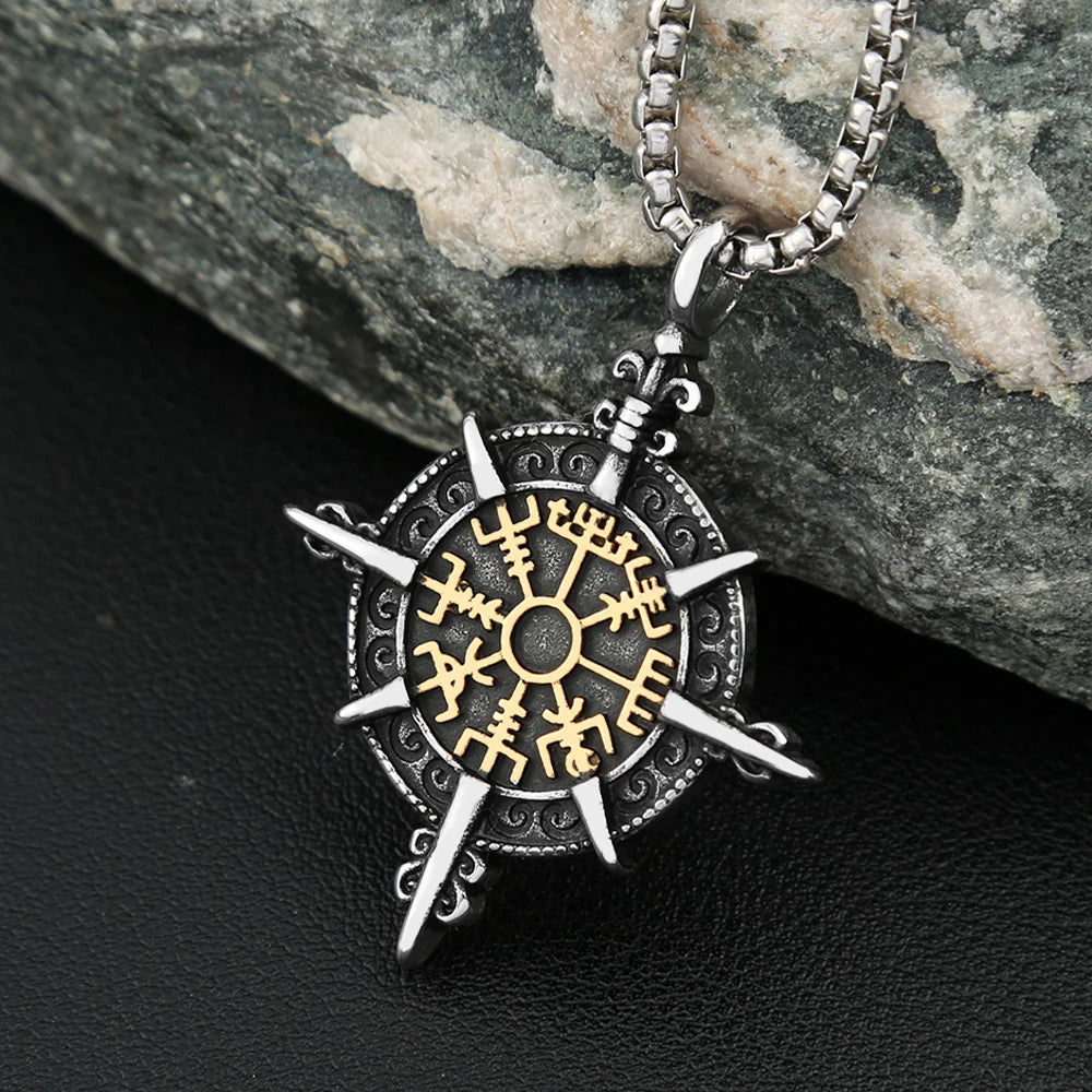 PENDRA Vegvisir Viking Compass Pendant Necklace