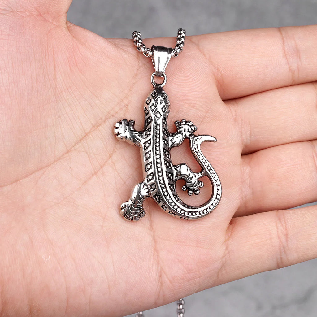 PENDRA Gecko Lizard Animal Steel Necklace