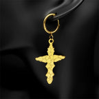 Stainless Steel Jesus Christian Cross Hoop Earrings for Women Men Beliefs Religious Dangle Earring Ear Rings Jewelry E3556S06