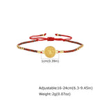 Saint Benedict Mini Beaded Bracelets for Men,Stainless Steel Round Charm Adjustable Rope Wristband,Bohemian Religious Jewelry