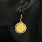 Muslim Islamic Religious Crystal Hoop Earrings For Women Men Stainless Steel Gold Color Islam Quran Allah Earring Arabic Jewelry