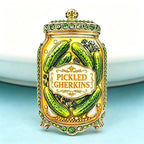 PENDRA Pickle 3-Color Rhinestone Gherkin Jar Brooch