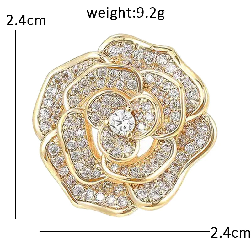 PENDRA Rosaspark Shining Rose Flower Brooch