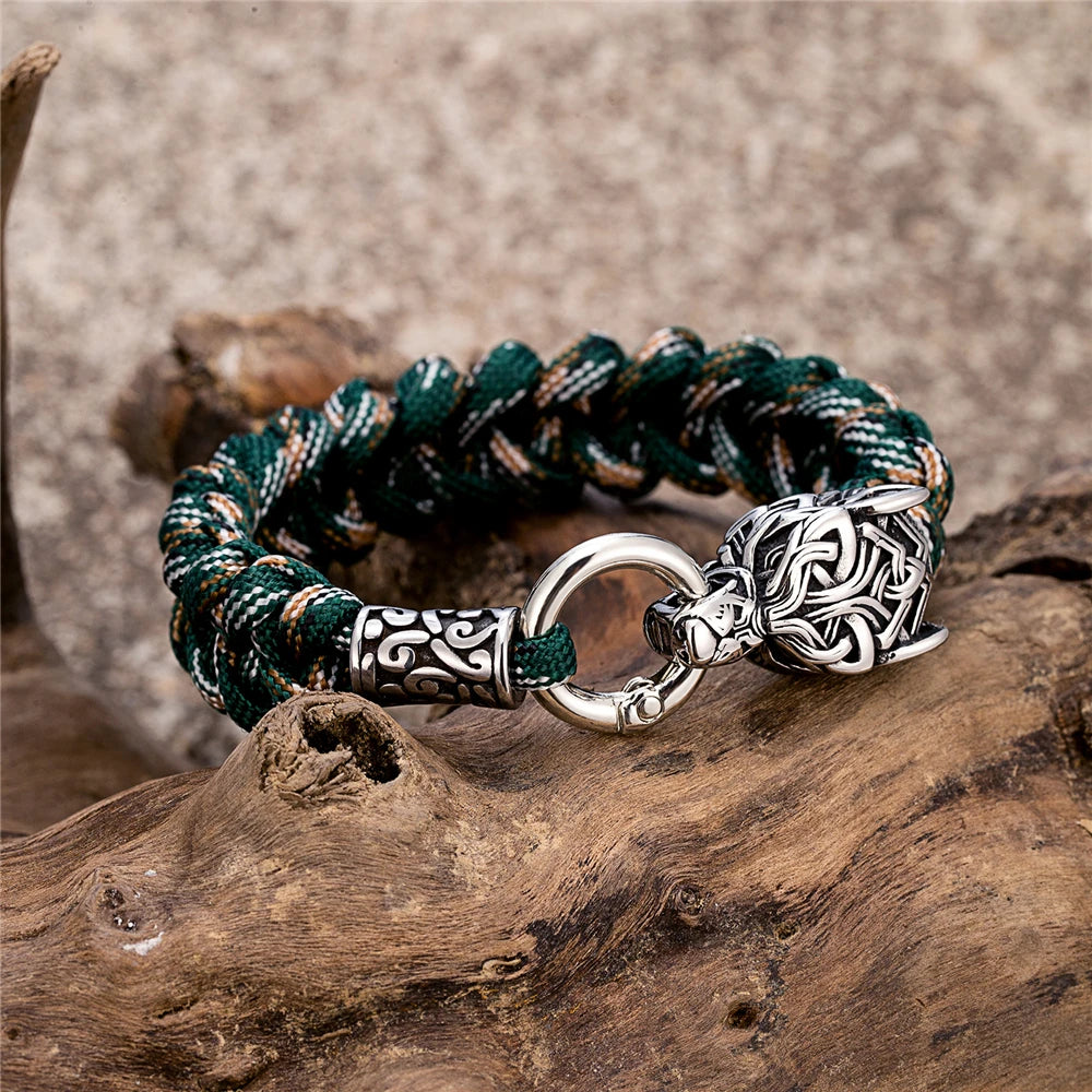 PENDRA Wolf Rune Steel Bracelet