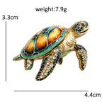 PENDRA Sea Turtle Rhinestone Brooch