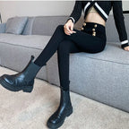 Fashion Women's Trousers 2023 Autumn New High-elastic Double-breasted Tight-fitting High-waisted Slimming Pants Women's Pants