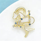 PENDRA Rhinestone Star Alloy Aries Goat Brooch