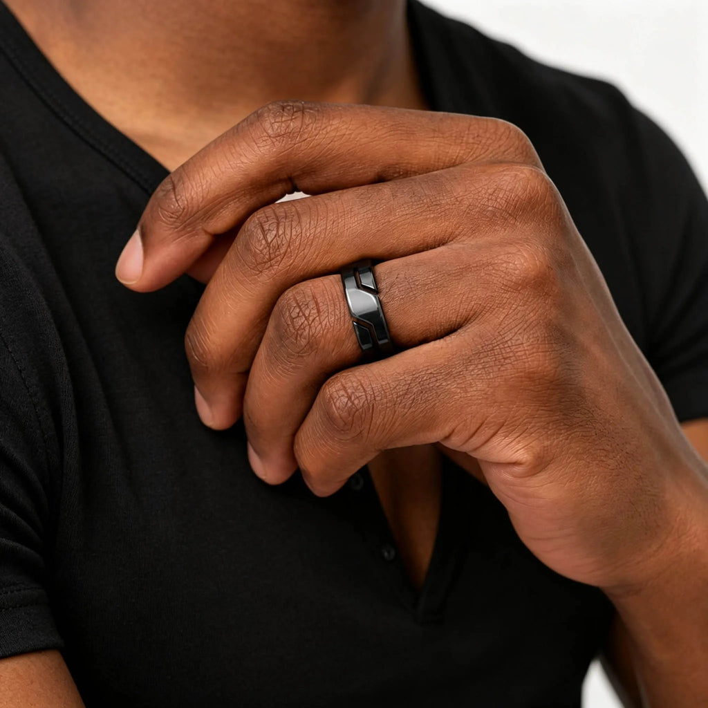 Simple Stainless Steel Ring for Men,Casual Silver Black Color Finger Rings,Trend Jewelry Wedding Gift