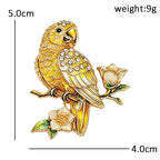 PENDRA Blooming Parrot Rhinestone Brooch