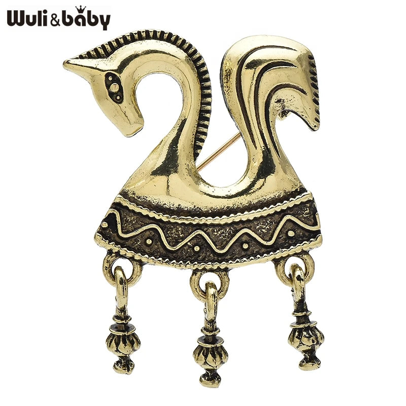 PENDRA Gallant Horse Vintage Metal Brooch