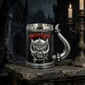 Gothic Rock Collectible Mug Hand-Polished 3D Embossed Skull, Stainless Steel Inner Unique Horn Handle Heavy Metal  Coffee Cup