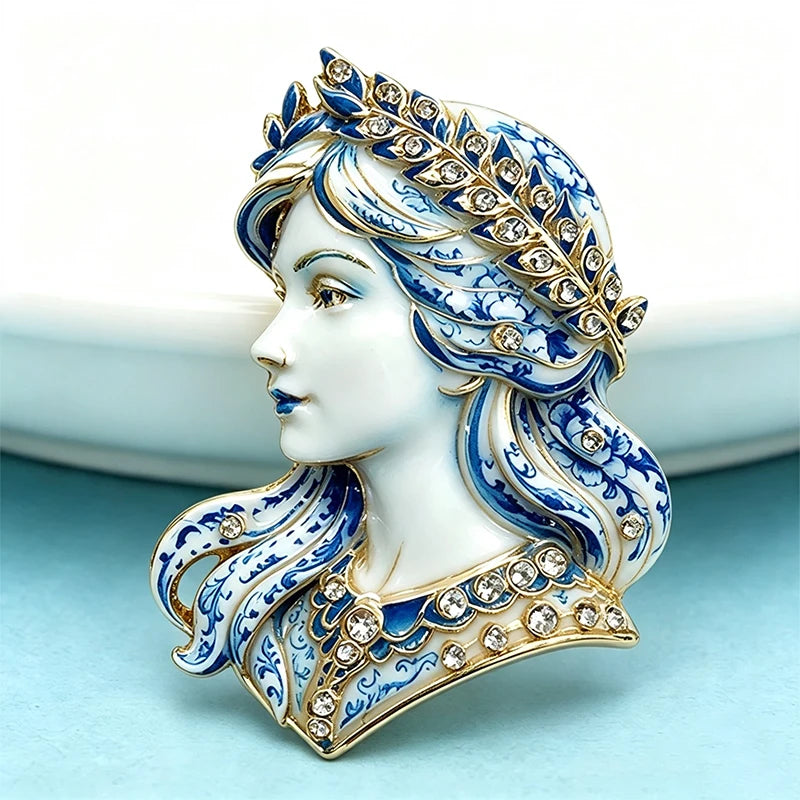 Wuli&baby Beautiful Lady Virgo Zodiac Brooches For Women Unisex 2-color Rhinestone Star Sign Party Casual Brooch Pins Gifts