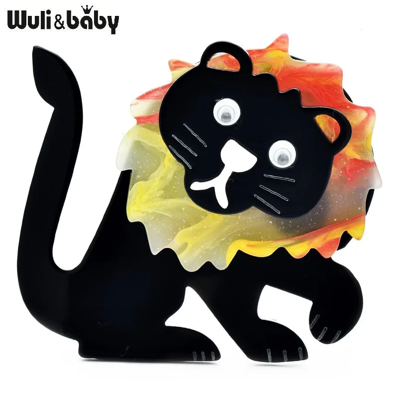 Wuli&baby New Movable Acrylic Animal Brooches For Women Lovely Beautiful Designs Casual Party Brooch Pins Gifts