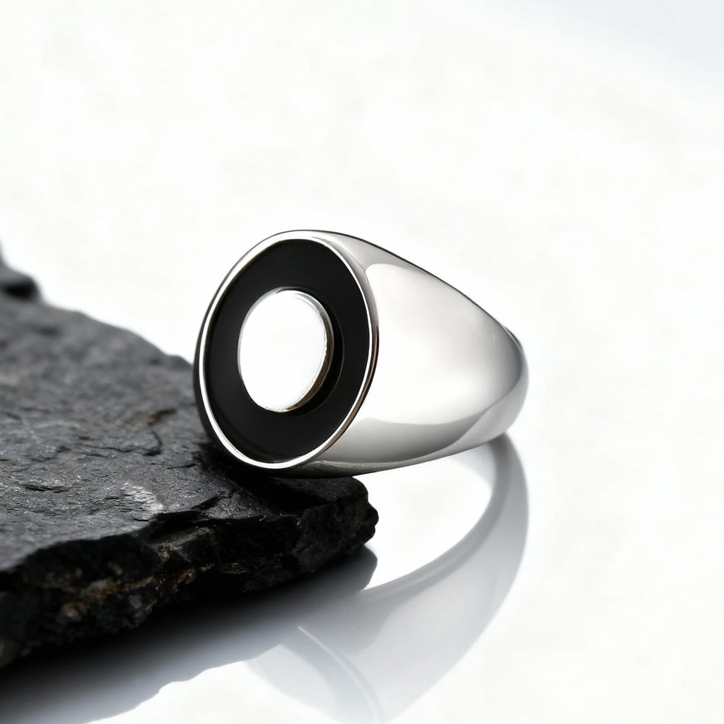 New Stainless Steel Ring for Men Boys,Waterproof Silver Color Stainless Steel Signet Ring,Statement Chunky Ring Thumb Ring