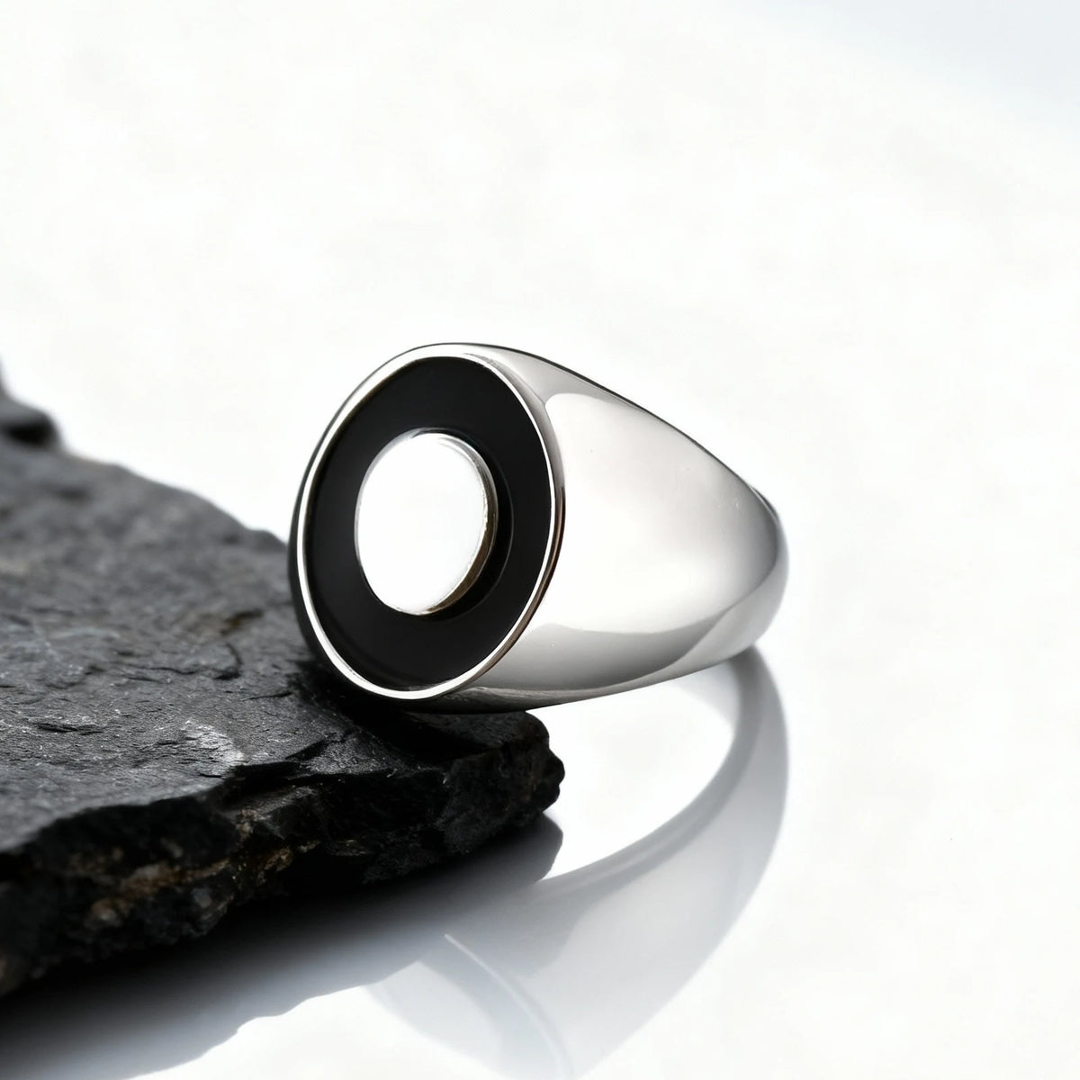 New Stainless Steel Ring for Men Boys,Waterproof Silver Color Stainless Steel Signet Ring,Statement Chunky Ring Thumb Ring