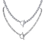 Stainless Steel Toggle Necklace for Men Women,50cm Figaro Chain Link Collar, Classic Rolo Chain Gift