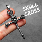 PENDRA Skull Bone Cross Steel Necklace