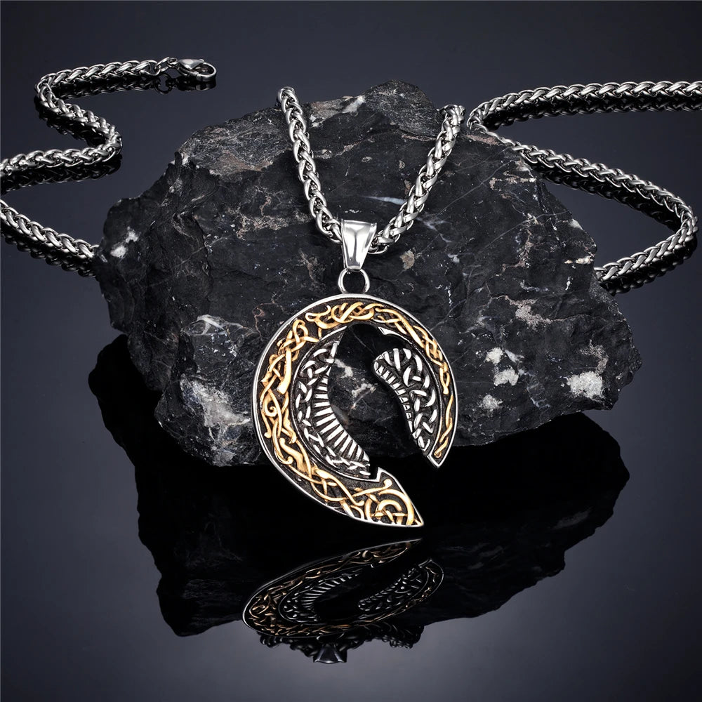 PENDRA Celtic Knot Rune Crow Necklace