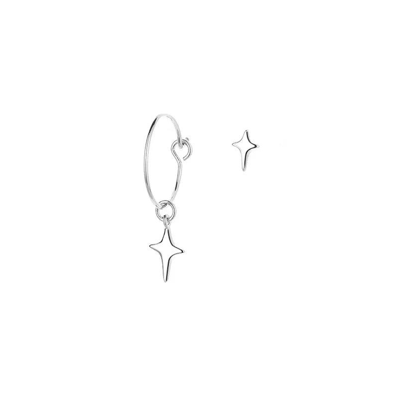 PENDRA Silver Stamp Asymmetrical Earrings