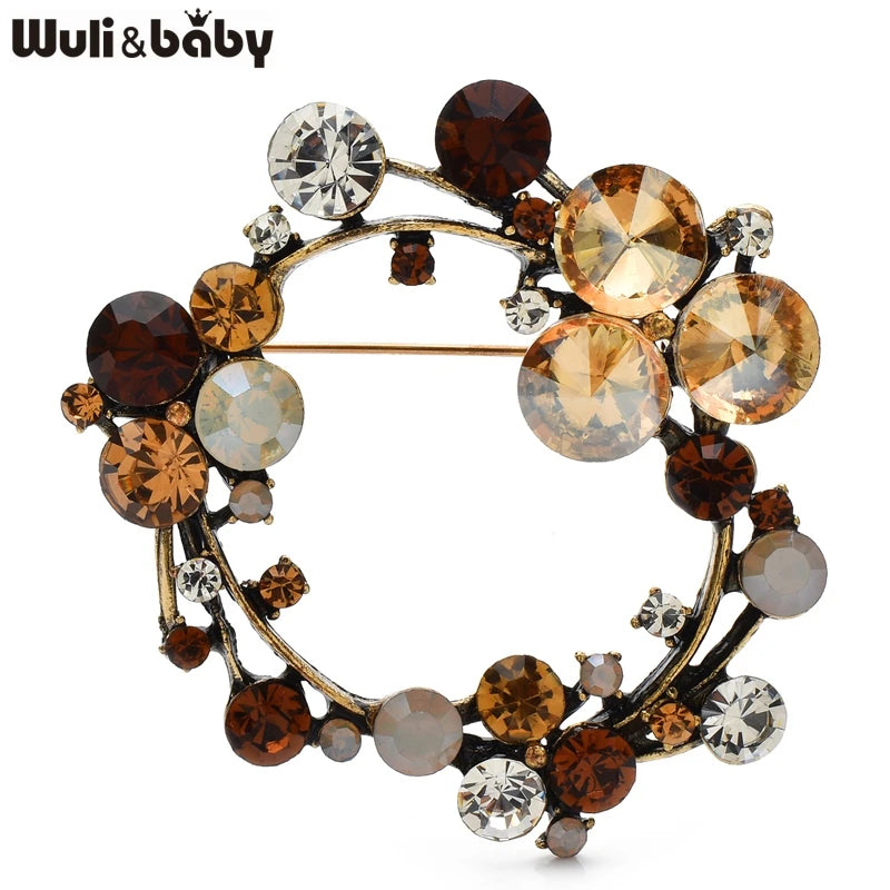 PENDRA Wreathelle 3-Color Crystal Flower Wreath Brooch